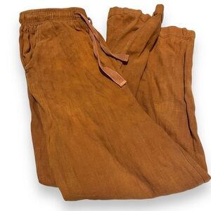 Nude Lucy Linen Pants Womens Small Brown Pull On Elastic Waist
